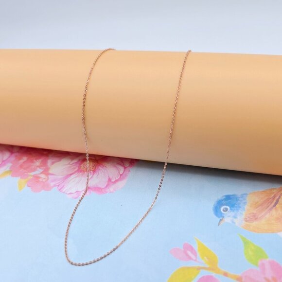 "Delicate Rose Gold Chain Necklace, 18 Inch, Gold Plated Over Brass, XPNL0099 - Picture 4 of 12